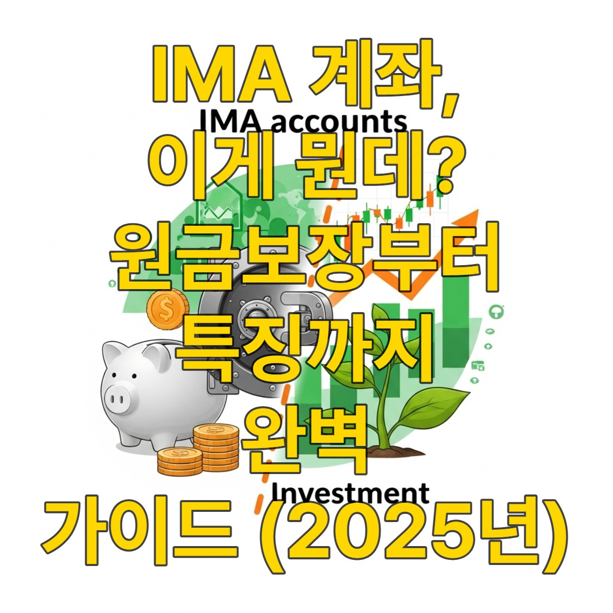 IMA 계좌의 안정성과 투자 수익성을 상징하는 이미지. 안전한 금고와 성장하는 식물을 함께 보여주며, 기업 금융 투자의 개념을 나타냅니다.