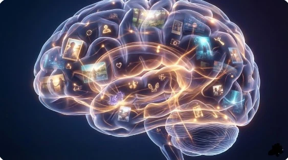 기억을 재편집하는 뇌의 은유적 이미지