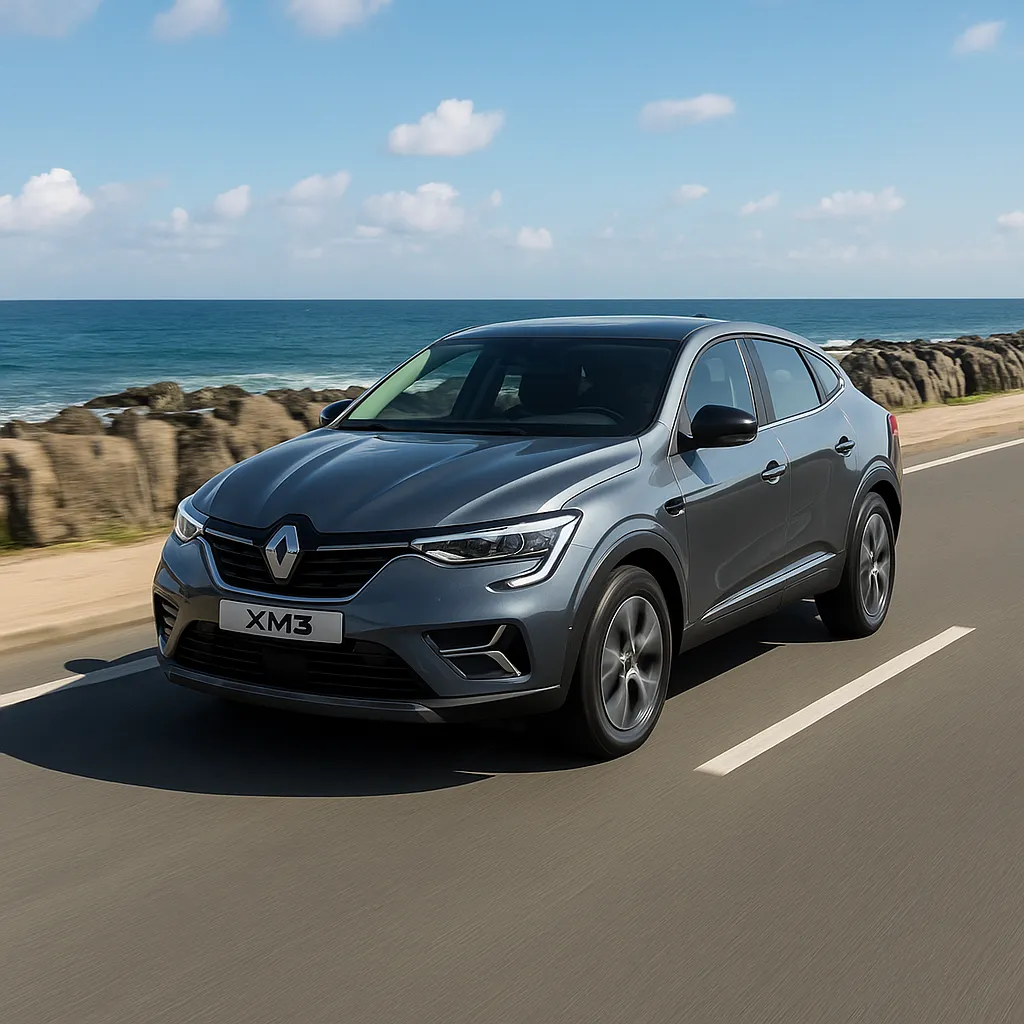 해안 도로를 달리는 르노 XM3 차량의 모습