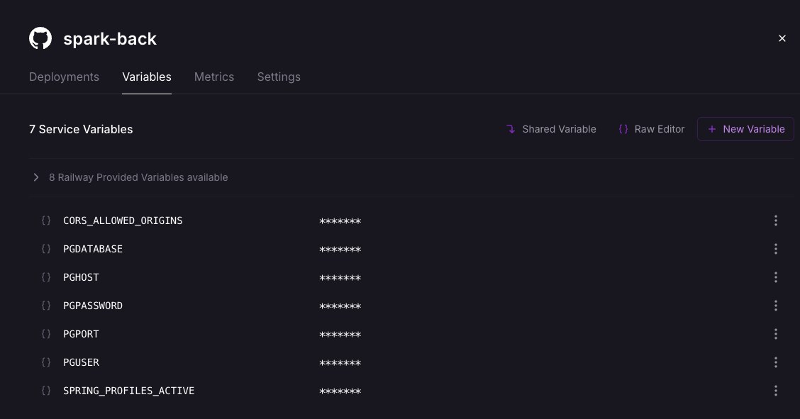 railway 환경변수 설정