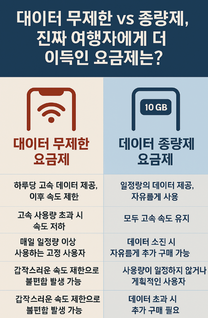 데이터 무제한 vs 종량제, 진짜 여행자에게 더 이득인 요금제는?