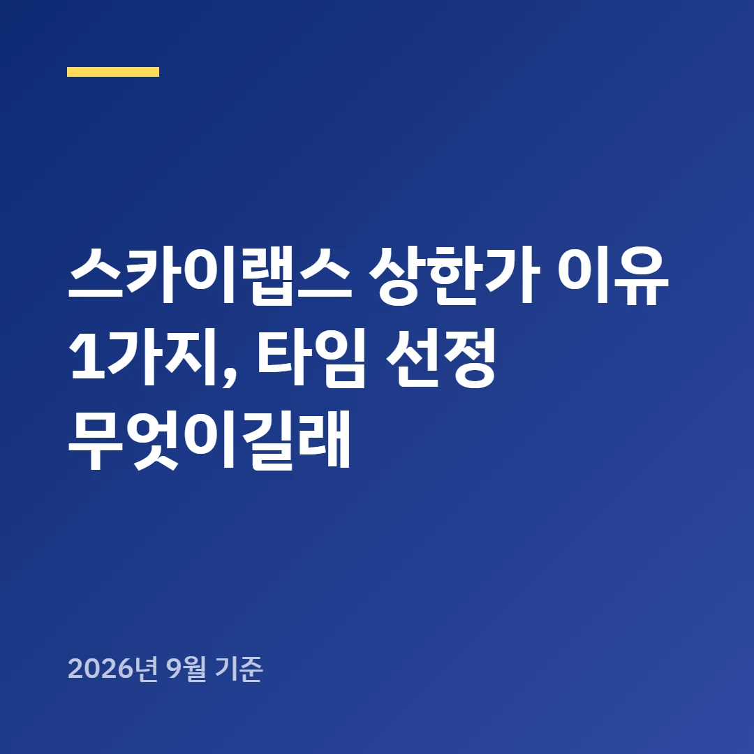 스카이랩스 상한가 이유 1가지, 타임 선정 무엇이길래