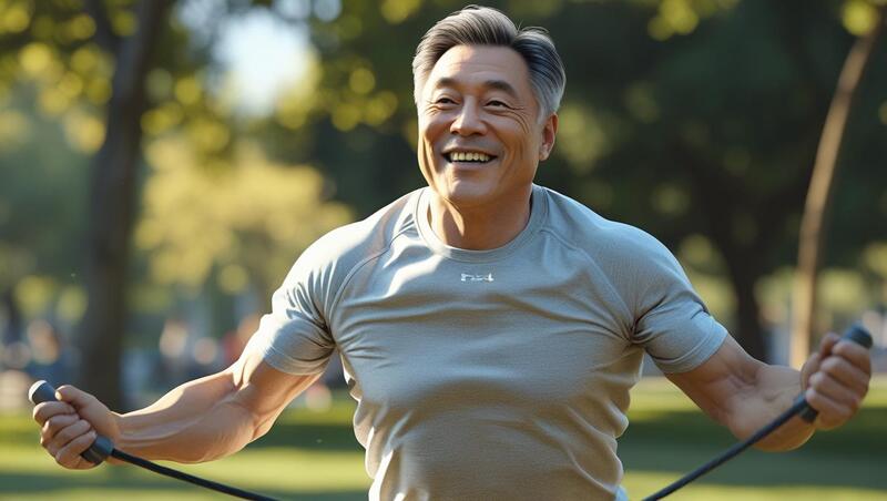 줄넘기하는중년남자