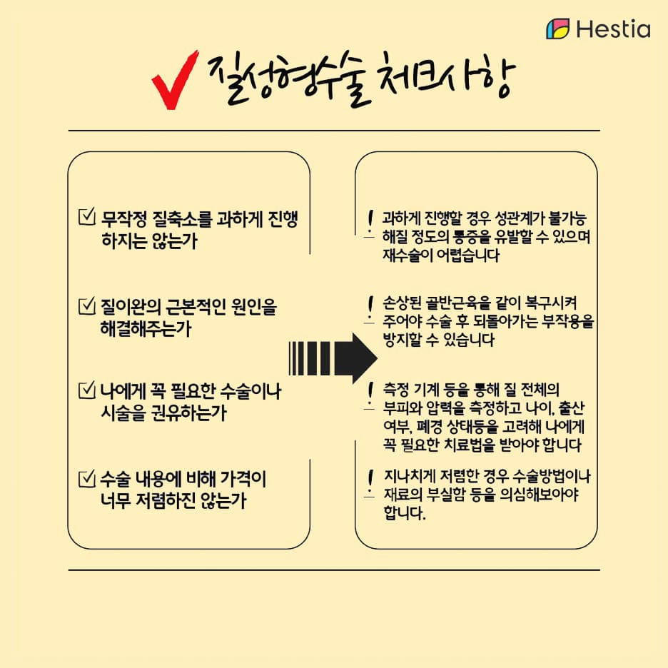 질성형수술 체크사항