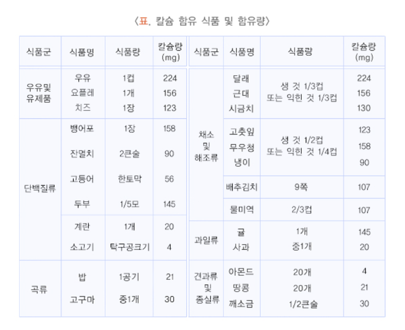 칼슘 함유 식품