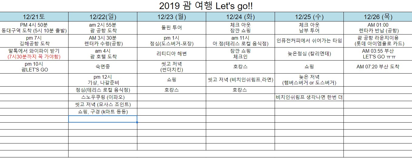 괌 4박 6일 여행