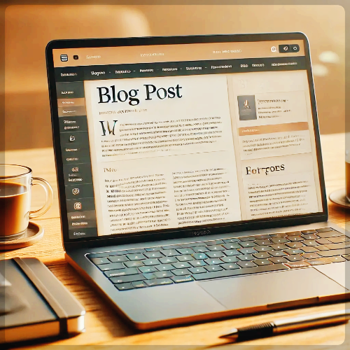 블로그 글이 적힌 노트북.