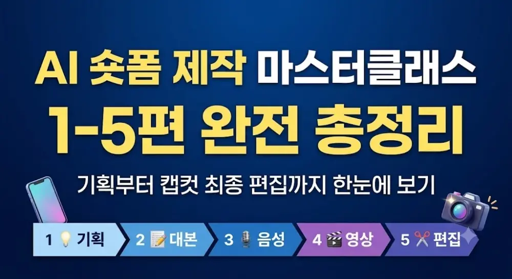 AI 숏폼 제작 마스터클래스 1편부터 5편까지 완정 총정리 썸네일 이미지