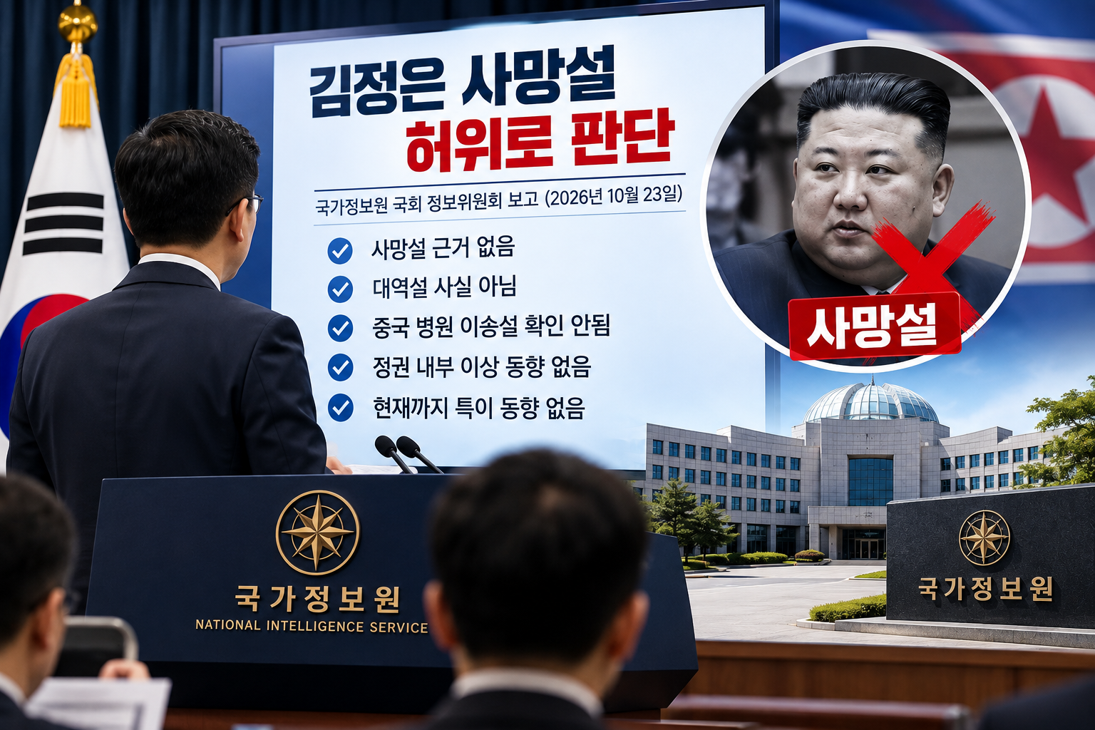 2026년 10월 23일 국가정보원의 김정은 사망설 허위 판단, 국회 정보위원회 보고와 김정은 대역설 관련 설명