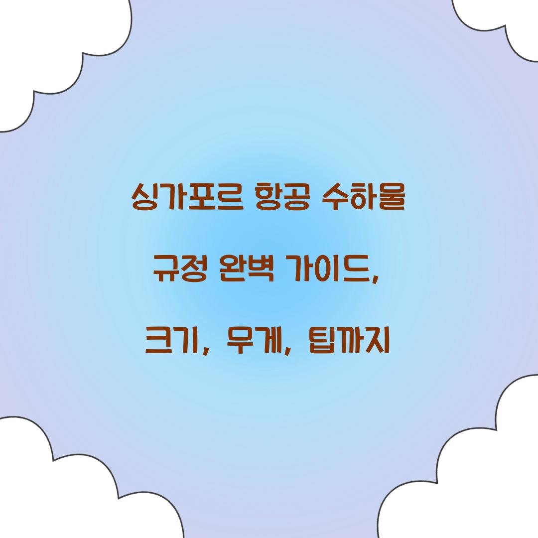 싱가포르 항공 수하물 규정