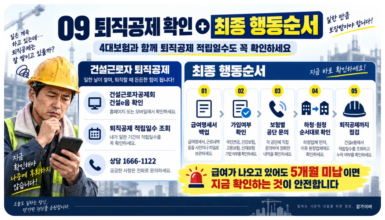 건설근로자 퇴직공제 적립일수 확인과 4대보험 미납 최종 대응 순서