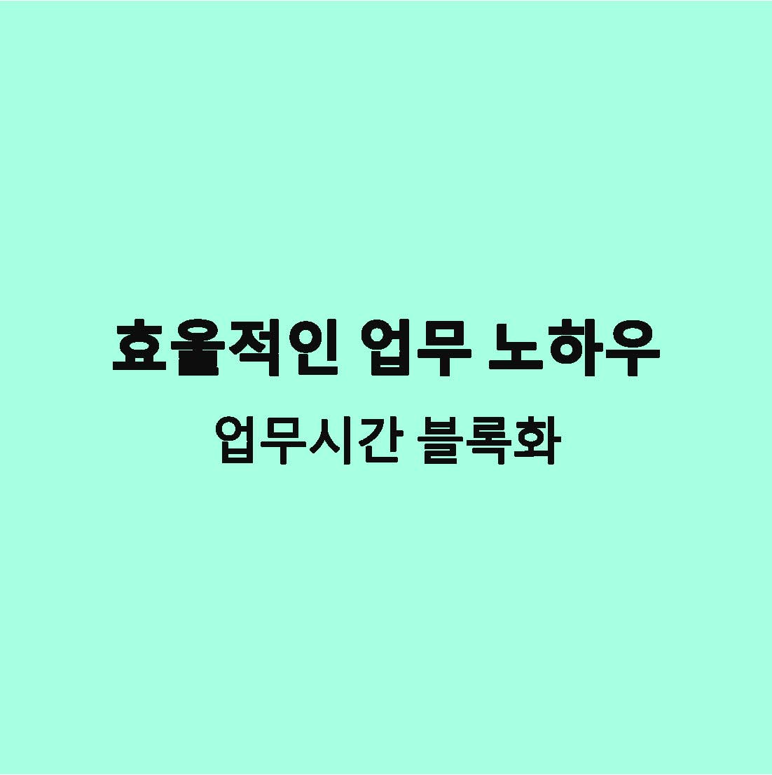 직장업무 노하우 업무시간블록화