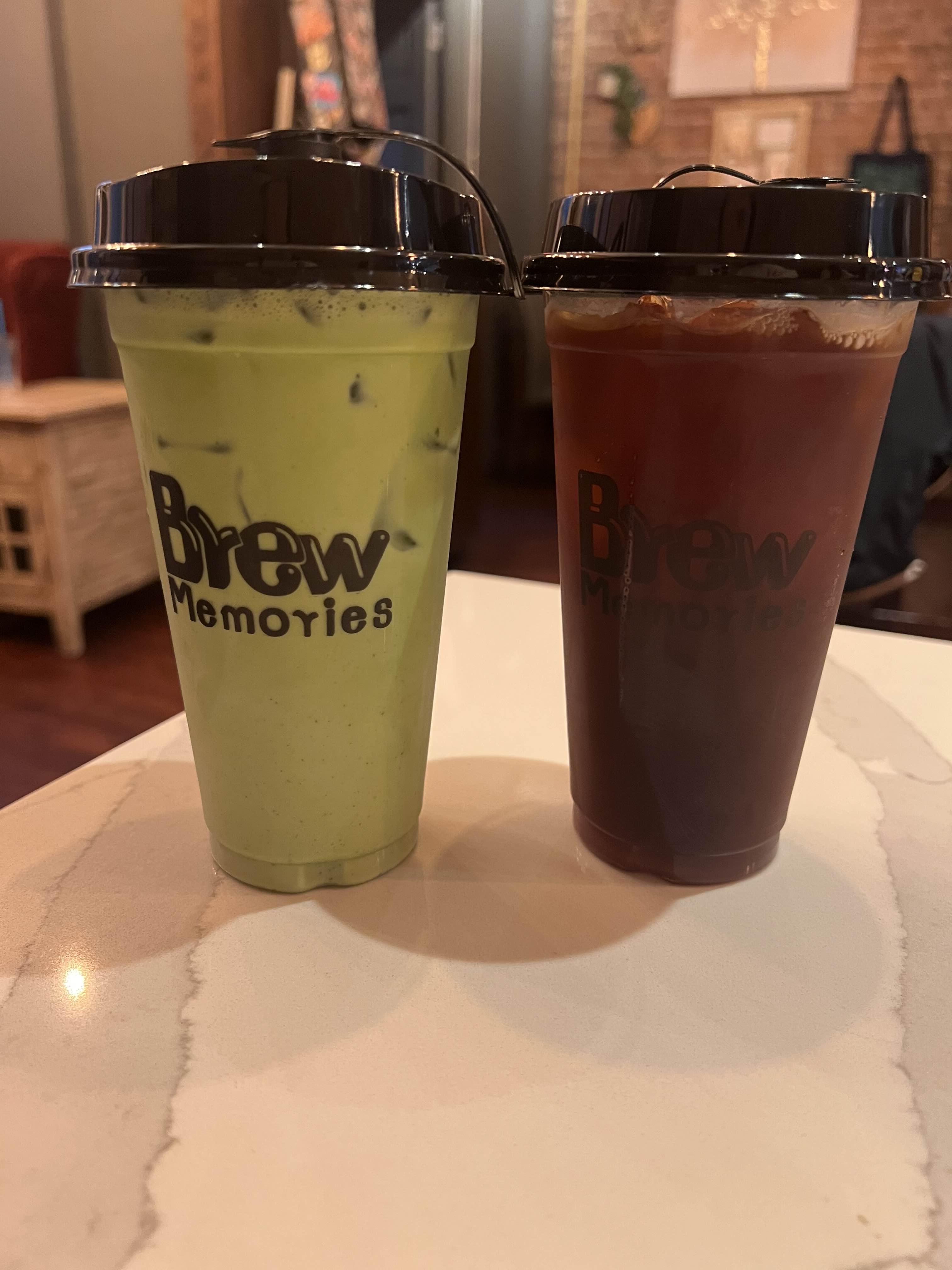 브루클린 파크 슬로프 카페 brew memories 말차라떼와 아이스아메리카노