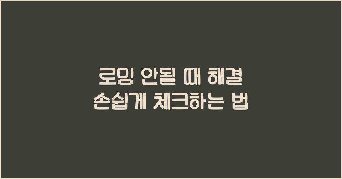 로밍 안될 때 해결