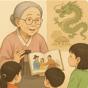 아이들한테 옛날 이야기 들려주는 "이야기 할머니"