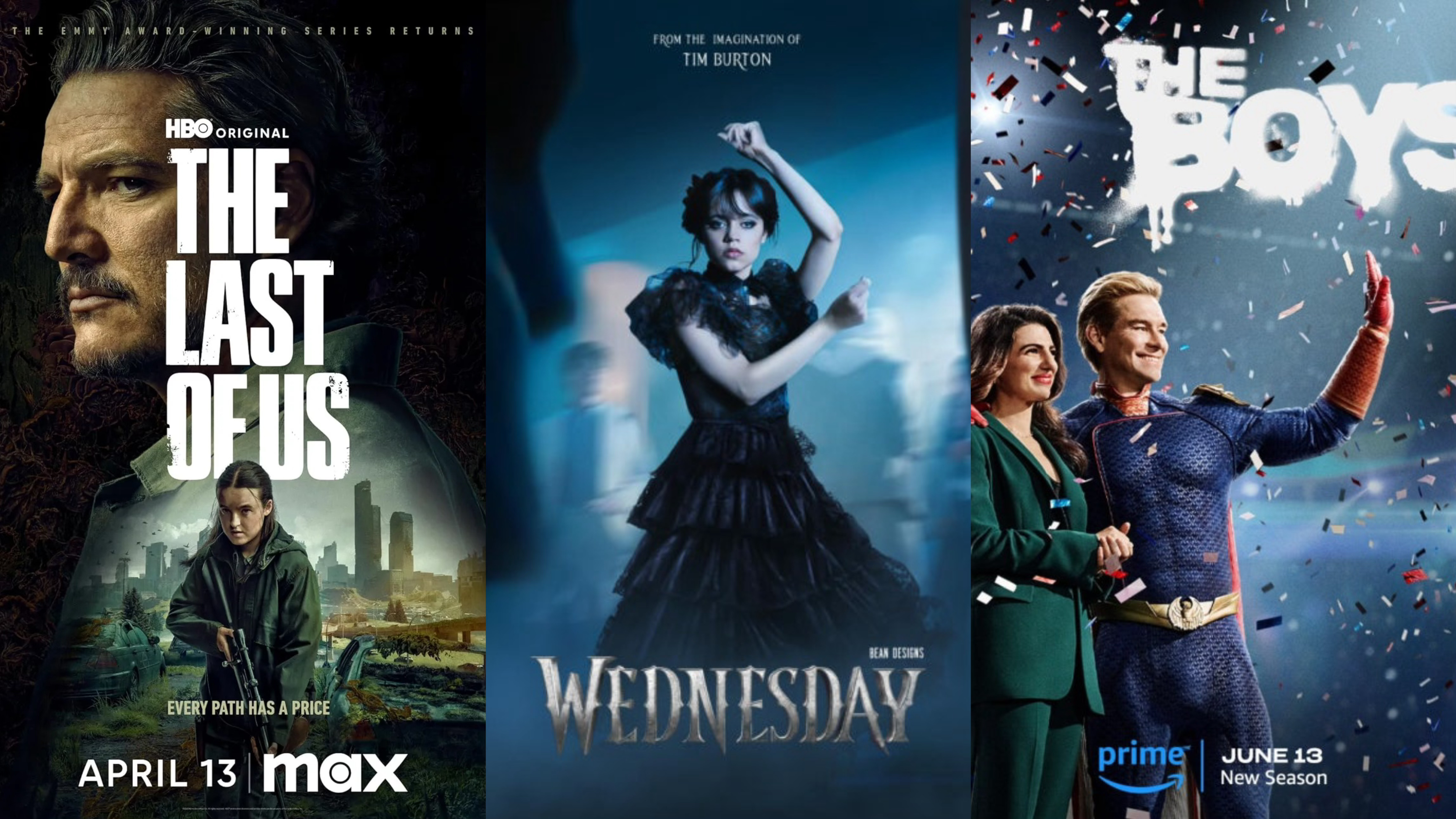 미국 드라마 관련된 사진
왼쪽 순서 부터,
<The last of us>
<Wednesday 시즌2>
<The boys 시즌4>