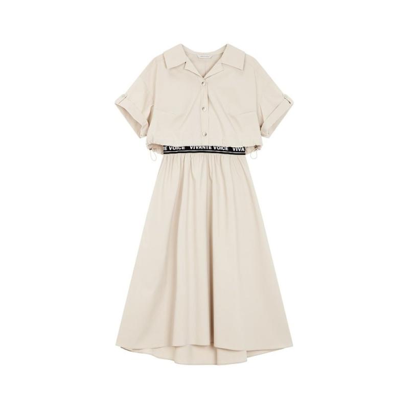 VOV 보브로고 밴딩 셔츠 레이어드 원피스 7153237010