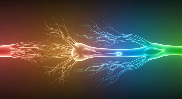 허리디스크로 신경이 눌리는 모습을 보여주는 요추 3D 의료 일러스트 이미지