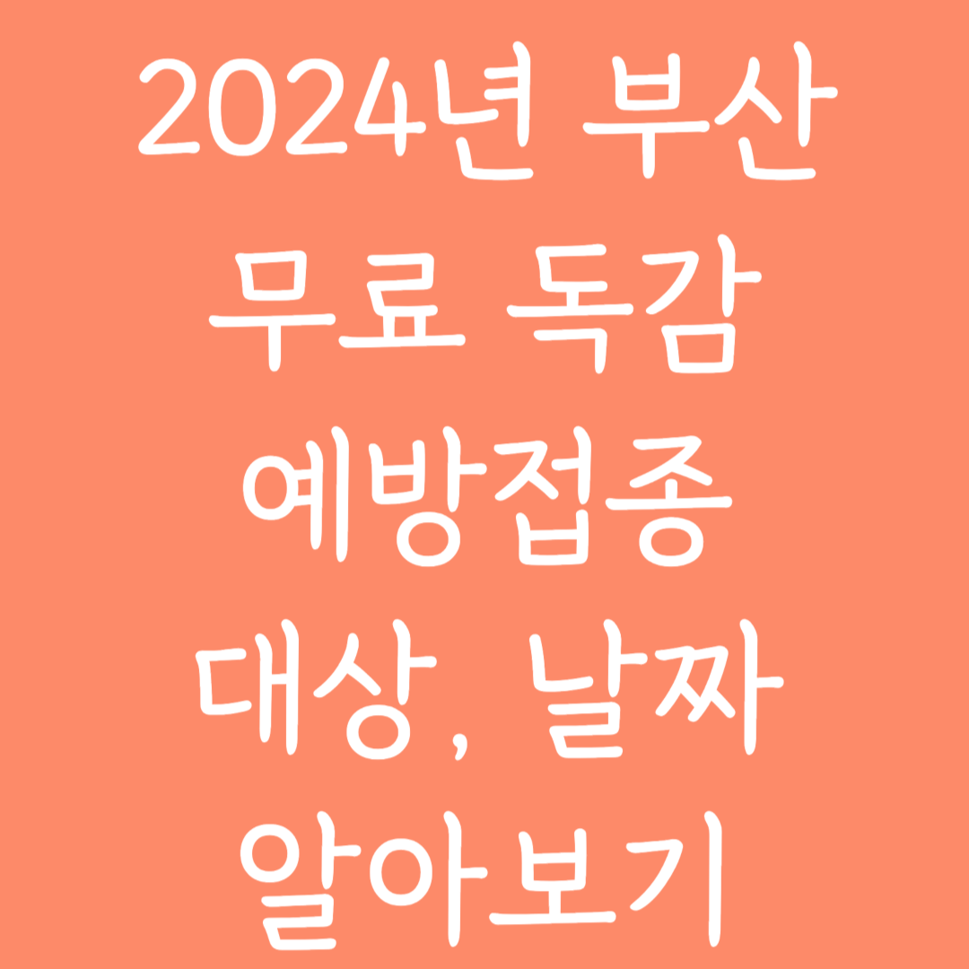 2024년 부산 무료 독감 예방접종 대상, 날짜 알아보기