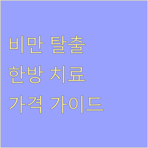 비만 탈출, 한방 치료 비용은? 유형