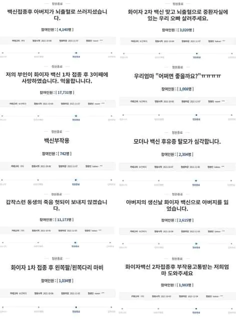 코로나 백신 부작용 청와대 청원