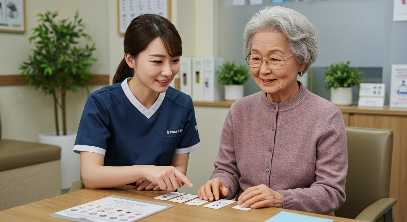 치매관련 상담을 받고 계신 할머니