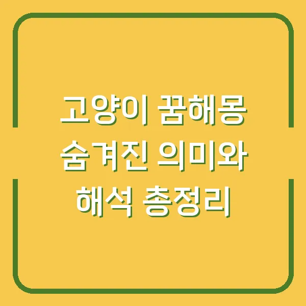 고양이 꿈해몽 숨겨진 의미와 해석 총정리