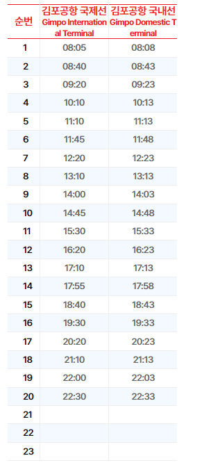 6101공항버스-시간표
