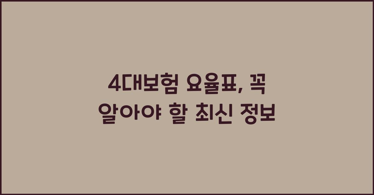 4대보험 요율표