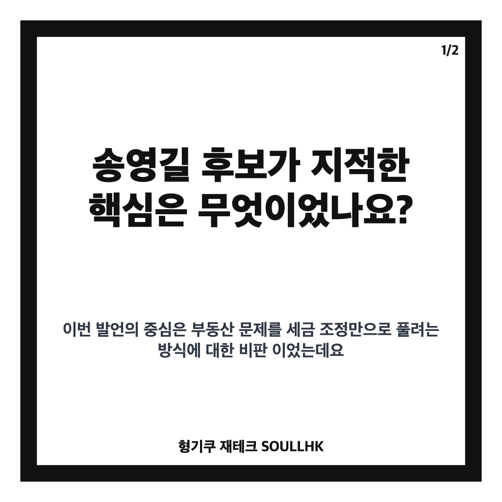 송영길 부동산세 비판, 1주택자 세제 손질에 제기한 문제는 카드뉴스 1