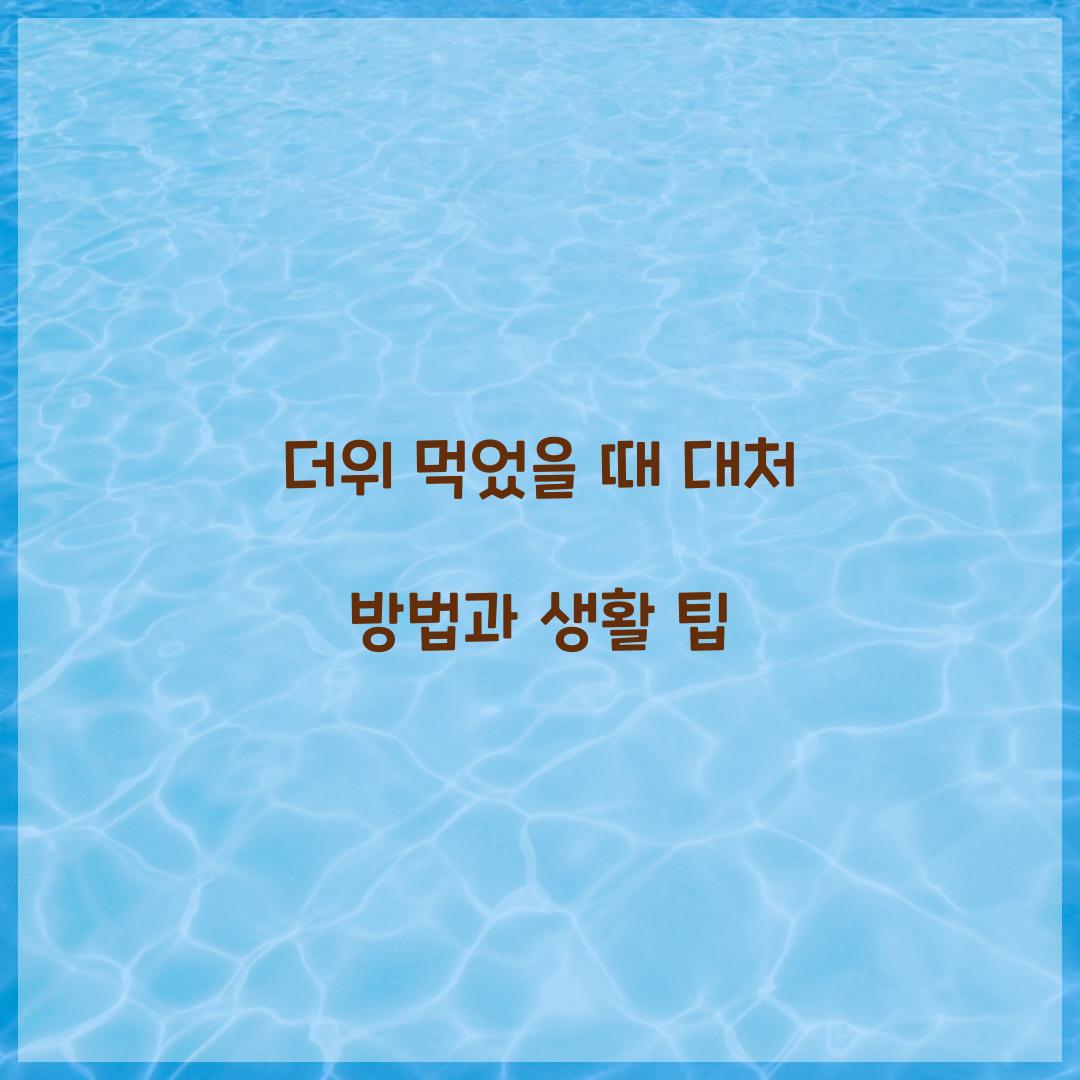 더위 먹었을 때 대처 방법