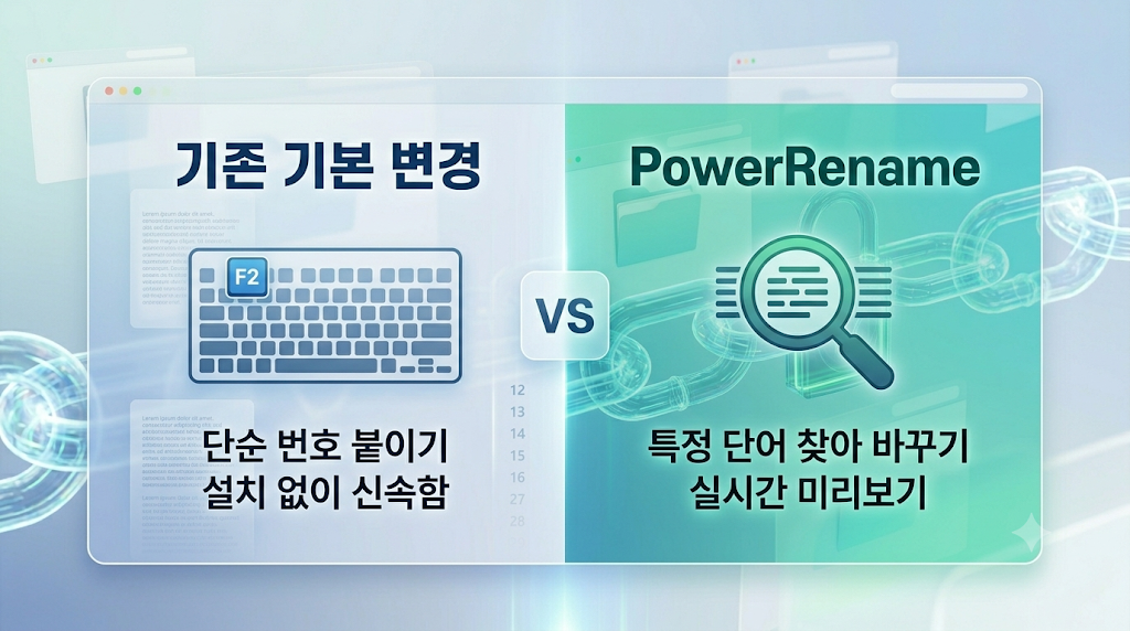 윈도우 기본 기능과 PowerRename 차이