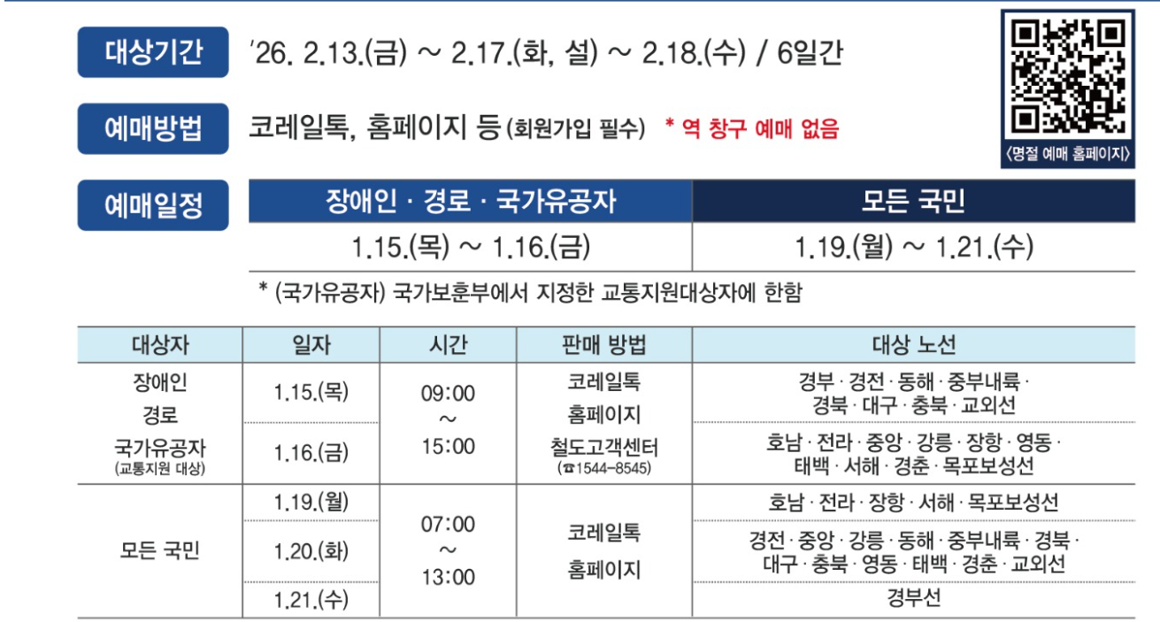 26년 설연휴 예매일정