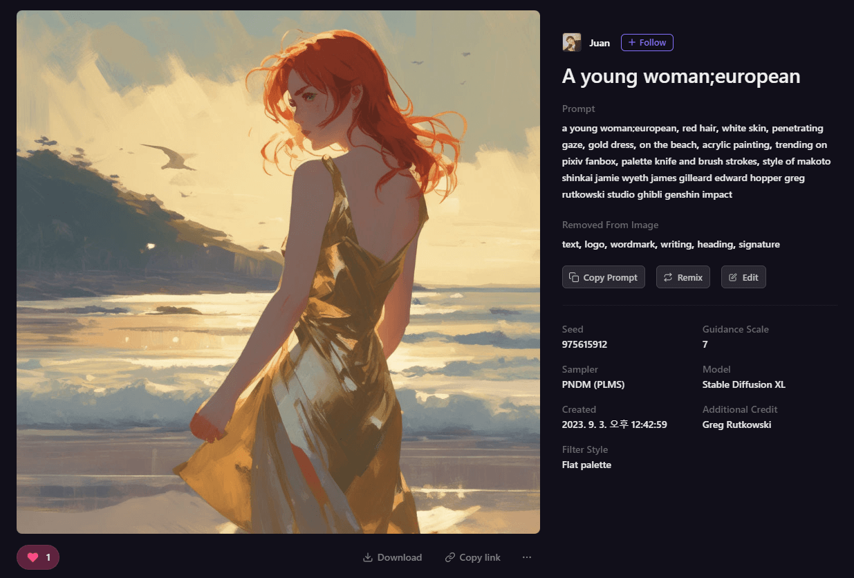 Playground AI 그림 - 금빛 드레스 입은 여성