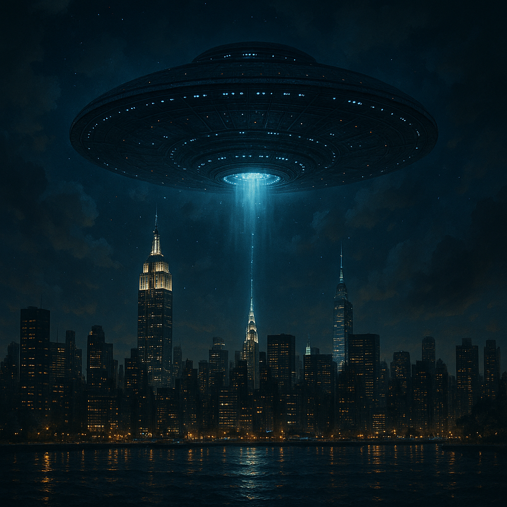 뉴욕주 상공의 UFO를 표현한 사진