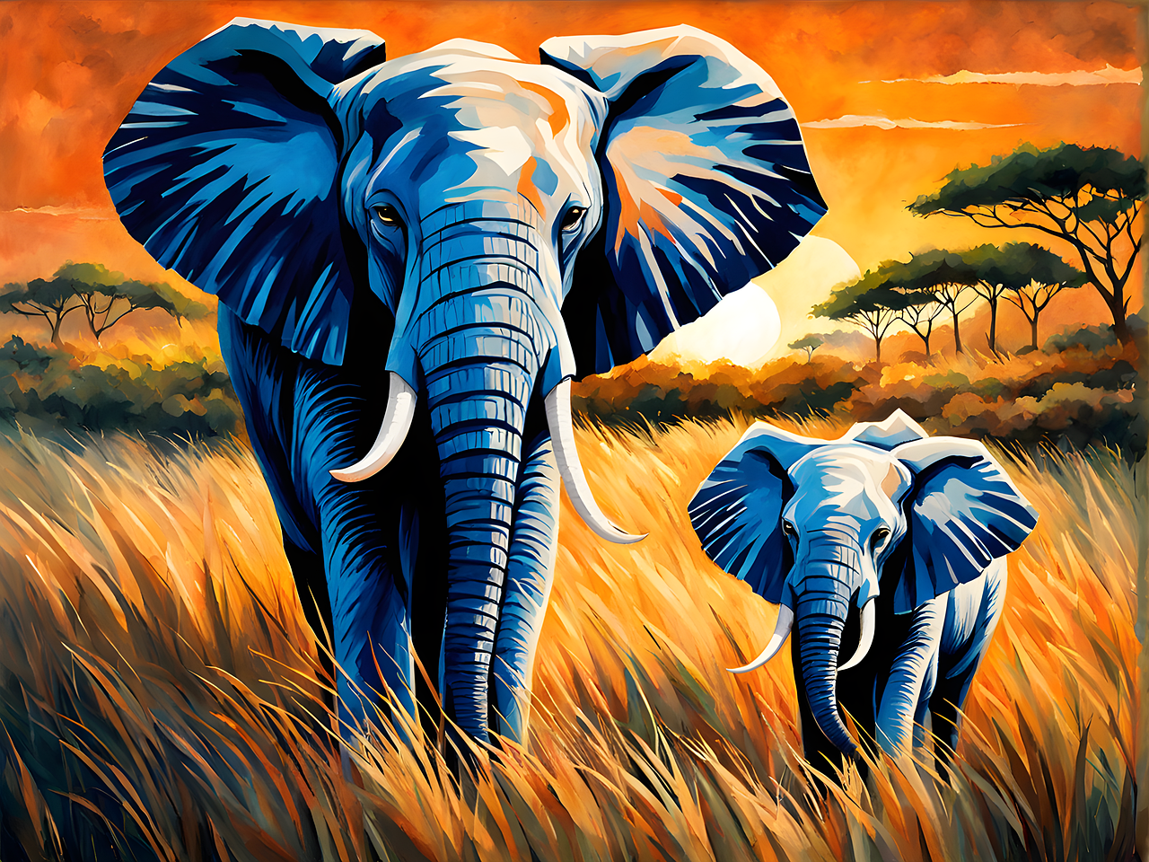 ai 코끼리 가족 사진