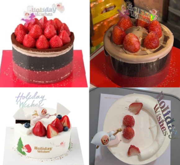 크리스마스 케이크 예약 이미지와 실물이 다르다는 논란이 올해에도 계속됐다. [사진=온라인 커뮤니티]