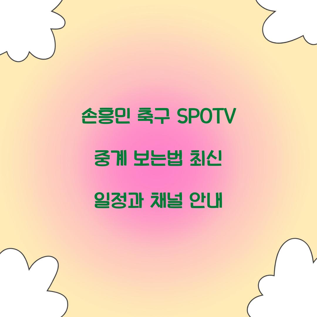 손흥민 축구 SPOTV 중계 보는법