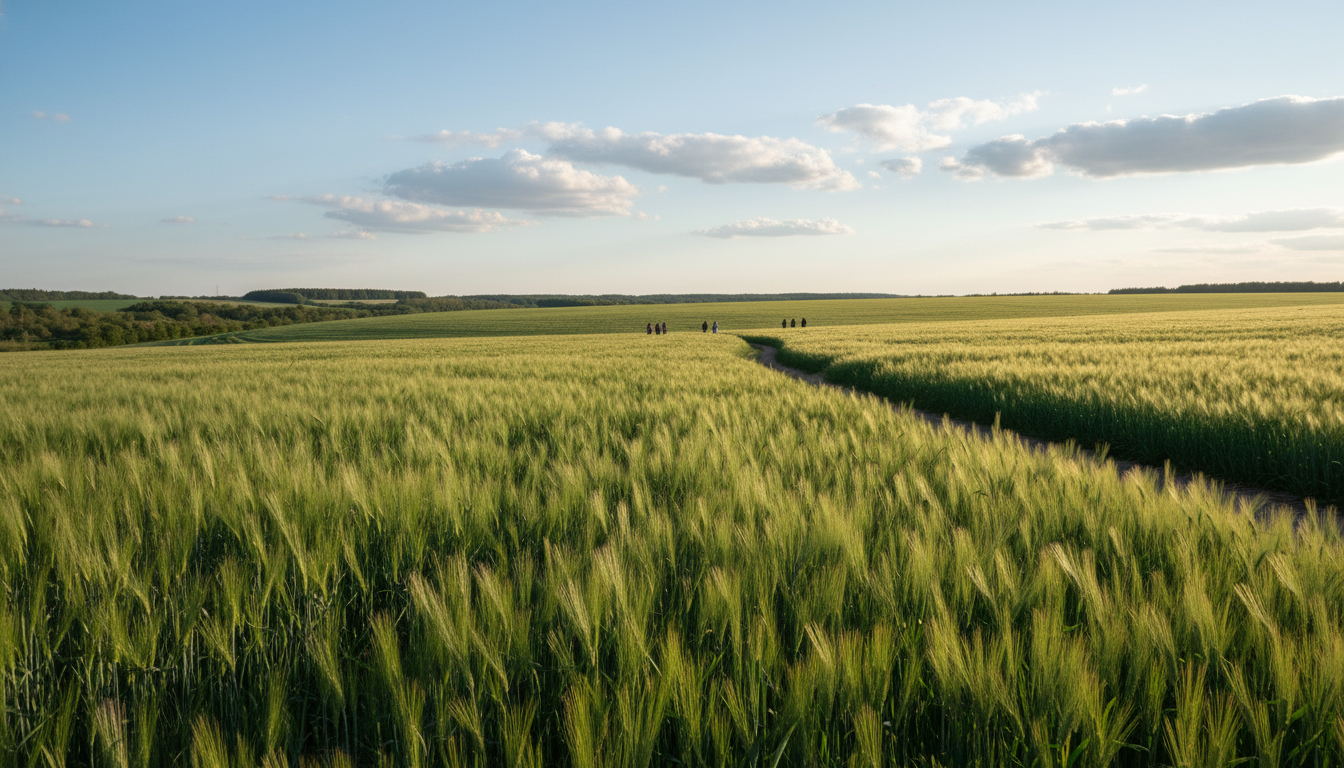 맑은 하늘 아래 푸르게 일렁이는 2026 고창 청보리밭 축제 전경