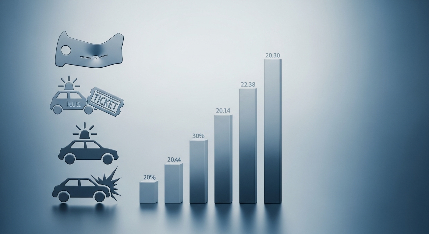 경미한 교통사고와 과속 위반이 자동차보험 할증으로 이어지는 모습.