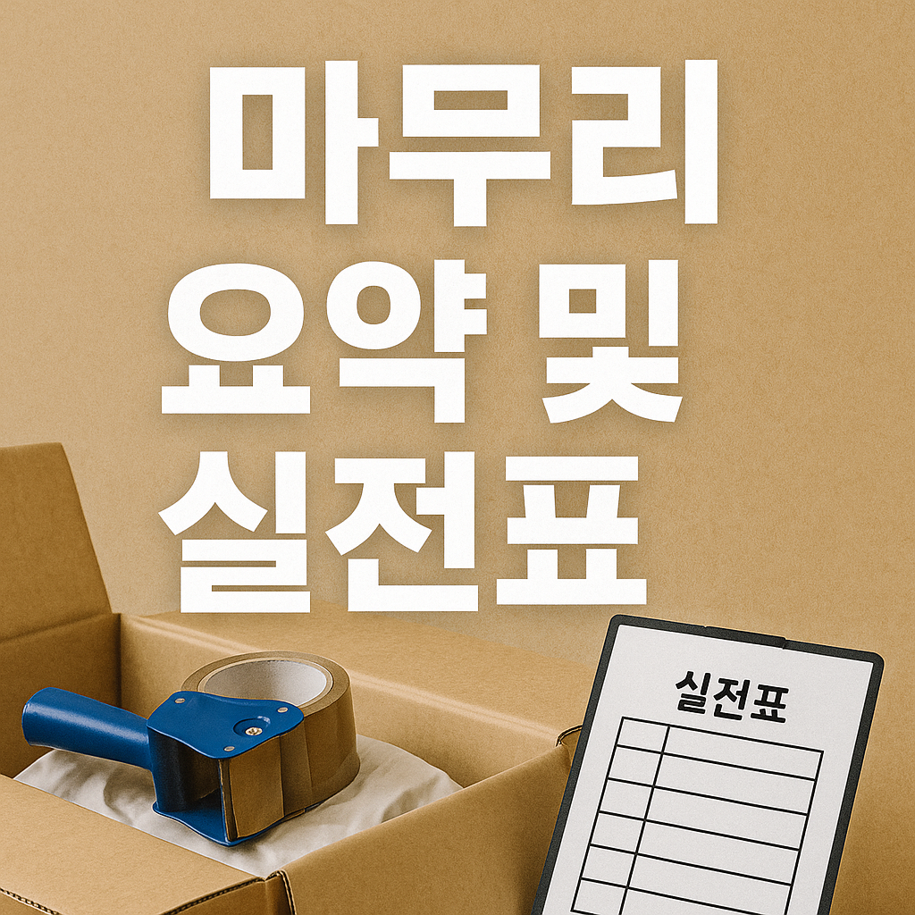 이삿짐 싸는법 마무리 요약 및 실전표
