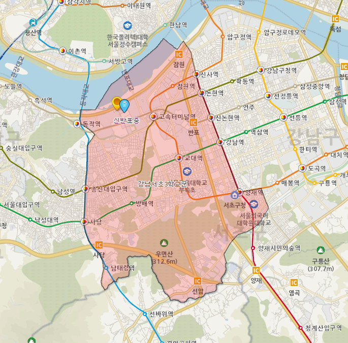 학구도-안내서비스-반포아크로리버파크-중학교-배정학교