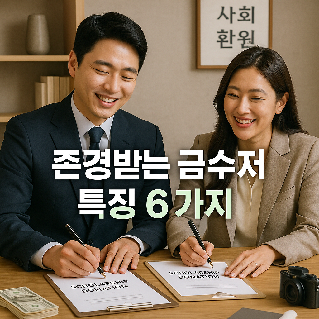 장학금 기부로 존경받는 부유층 가문의 젊은 부부