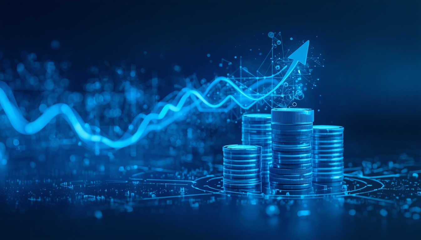 Abstract digital financial data flow representing Ripple's SaaS revenue model.