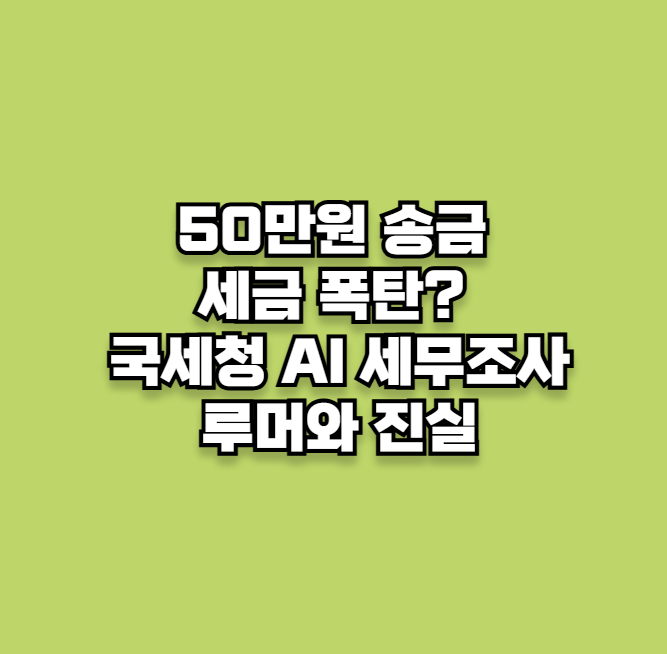 50만원만 보내도 세금 폭탄? 국세청 AI 세무조사, 불안감 해소 완벽 가이드
