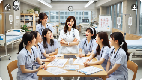 화기애애한 간호사 회의 장면