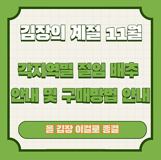 김장 각 지역별 절임 배추 안내 및 구매처 안내