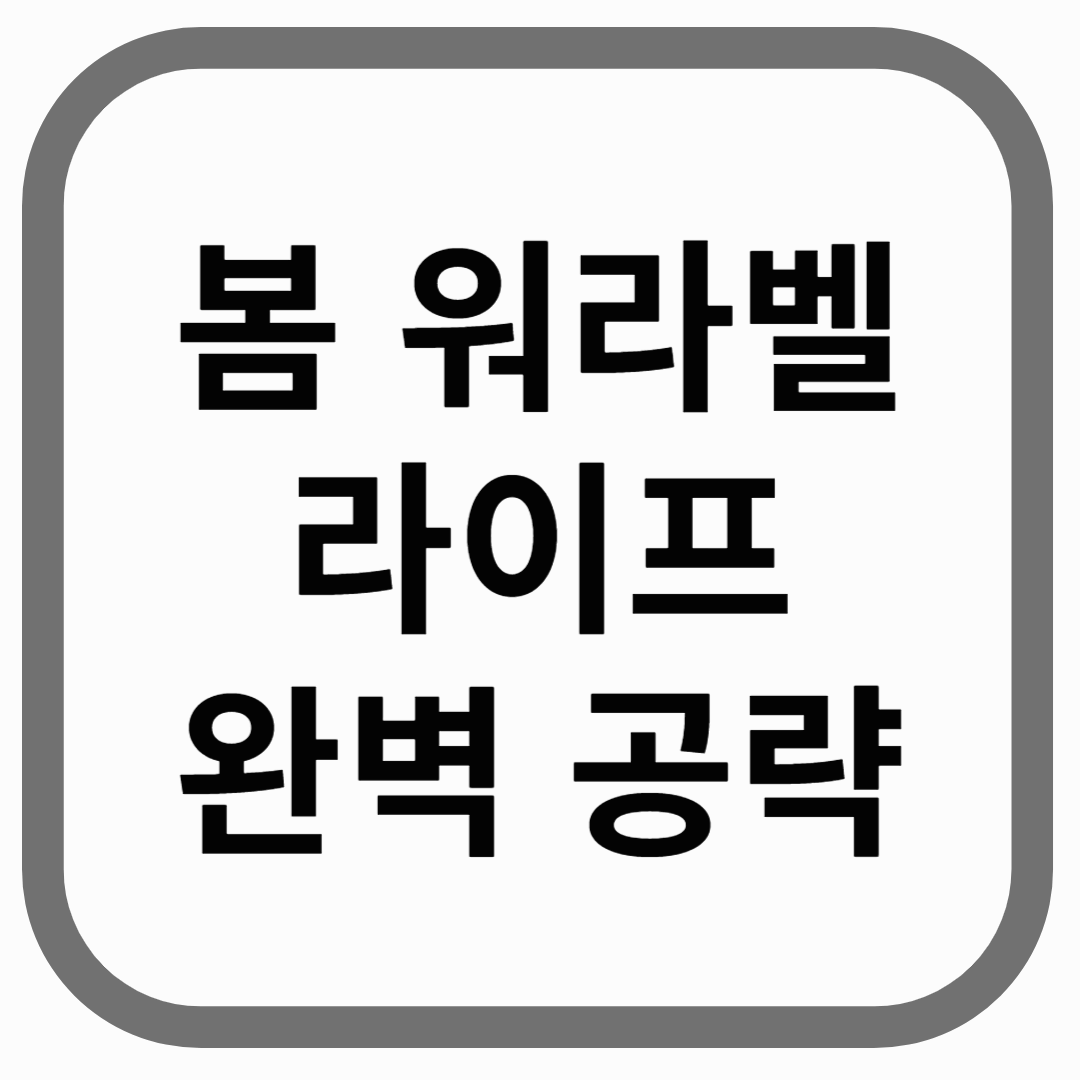 봄 워라벨 라이프 완벽 공략이라고 적힌 썸네일 이미지