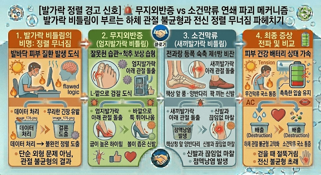 무지외반증과 소건막류 연쇄 파괴 메커니즘