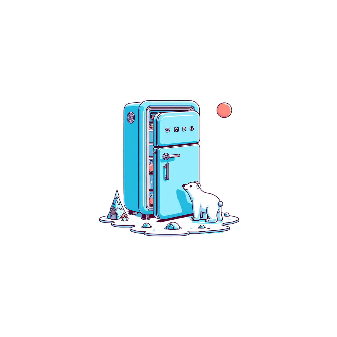 냉장고 안이 녹고 있는 사진